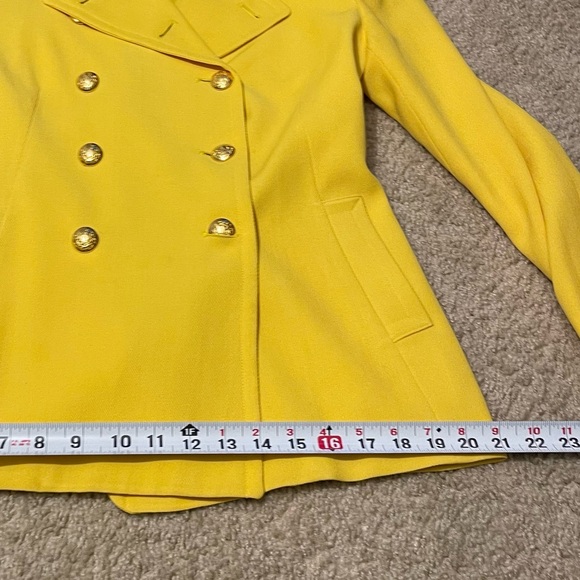 Lauren Ralph Lauren Women’s Yellow Wool Riding Blazer Jacket Sz 6P Made in USA - Picture 10 of 14